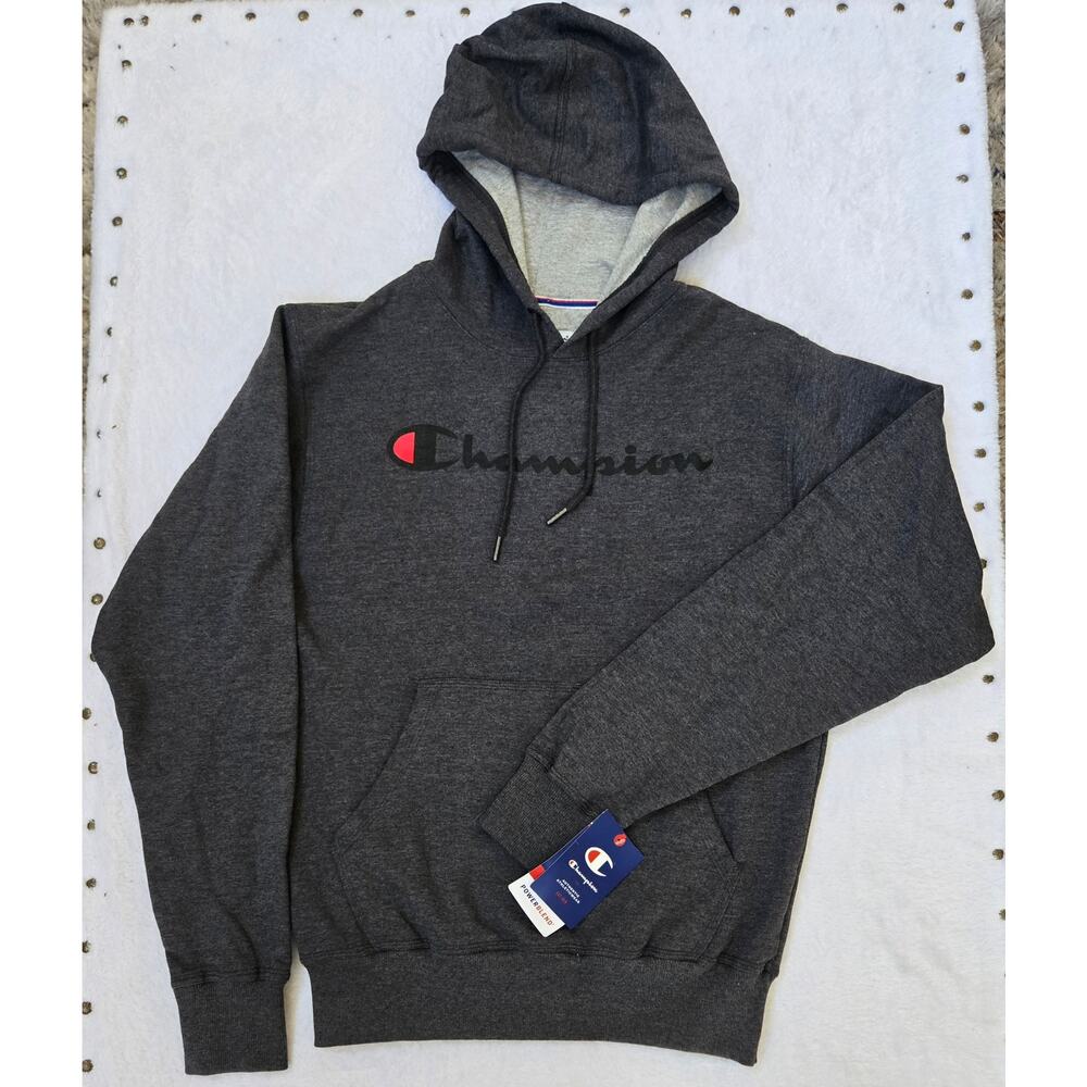NWT Gray Champion Logo Hoodie Mens Size Small- Soft